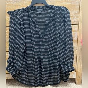 Worthington Black & White Striped Sheer Blouse